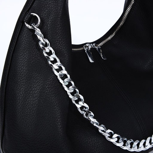 Сумка-мешок на молнии, наружный карман, цвет чёрный - Simaland фото 4