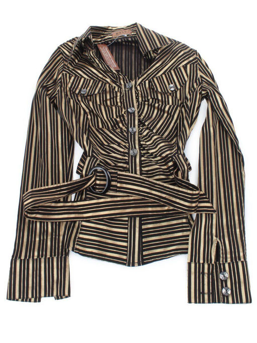 38180 BLACK/GOLD Блузка женская (67% хлопок, 33% полиэстер)