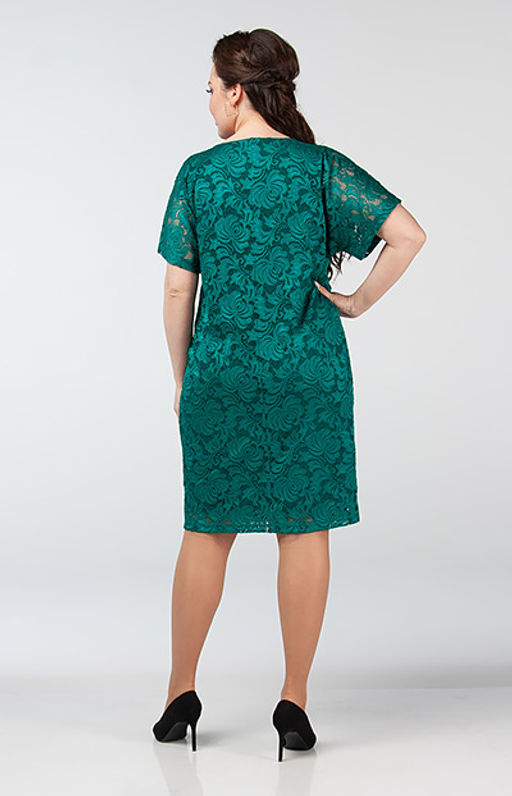 Роскошное женское платье свободного силуэта длины миди из кружевного трикотажа на подкладке - Ckc collections фото 6