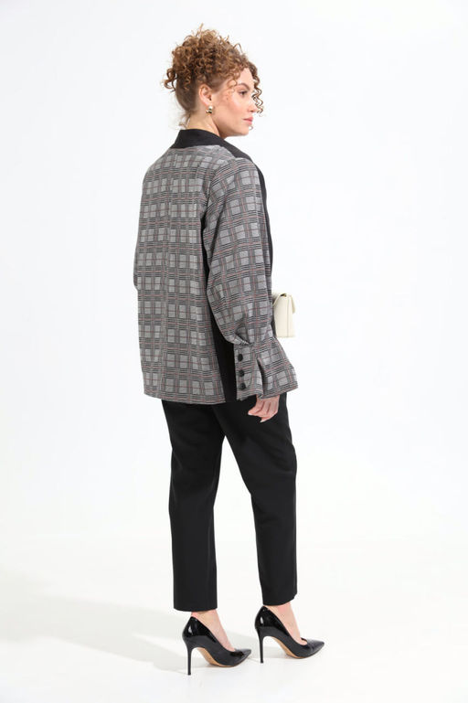 Жакет NIKVA н951-2 чёрный+серая клетка  фото 2