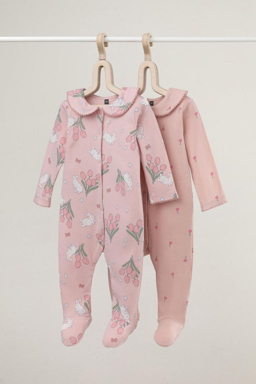 К 6538-2уп/зайчики и тюльпаны,цветочная поляна набор комбинезон (слип) яс