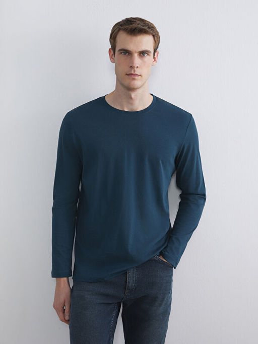 Bisiklet Yaka Uzun Kollu Erkek Ti??rt