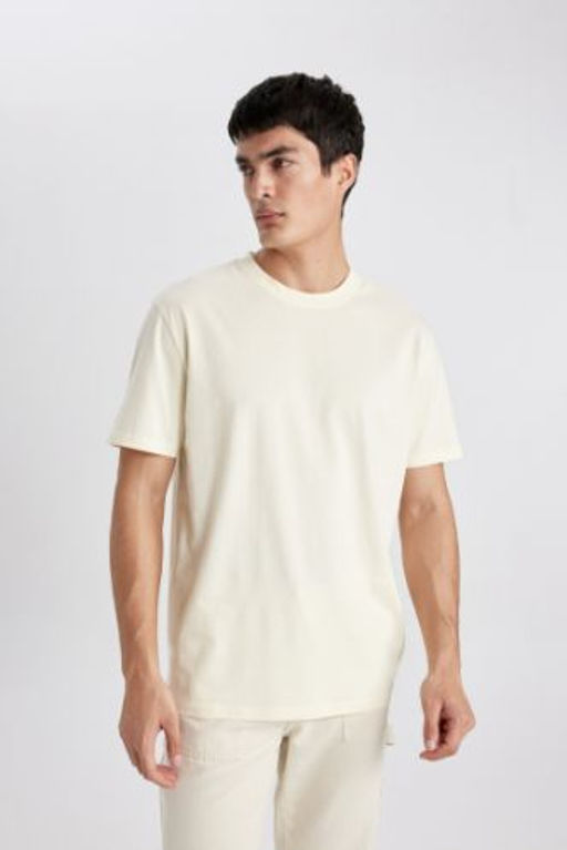 New Regular Fit Bisiklet Yaka Basic Duz %100 Pamuk K?sa Kollu Tisort