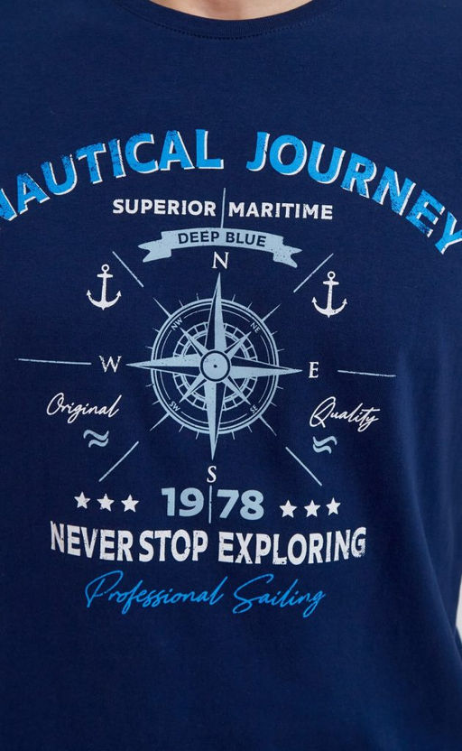 Футболка мужская с принтом F211-06-718 тёмно-синяя - Fine joyce фото 6