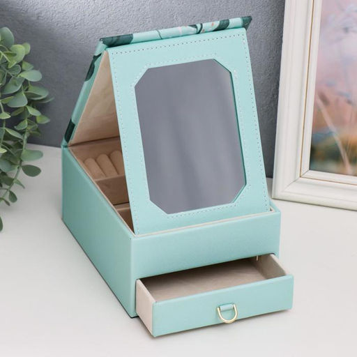 Шкатулка кожзам для украшений Одуванчики и пальмовые листья 8,7х14,3х18,2 см - Simaland фото 2