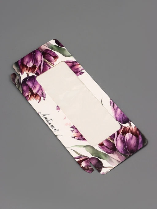 Цена за 5 шт. Подарочная коробка под плитку шоколада, с окном Акварель тюльпаны, 17?8?1.4 см