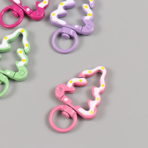 Цена за 4 шт. Карабин металл с кольцом Ёлочка в глазури МИКС 4,3х2,7 см - Арт узор фото 4