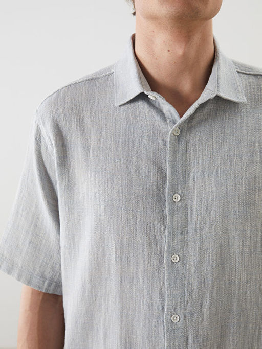 Regular Fit K?sa Kollu Erkek Dokulu G?mlek