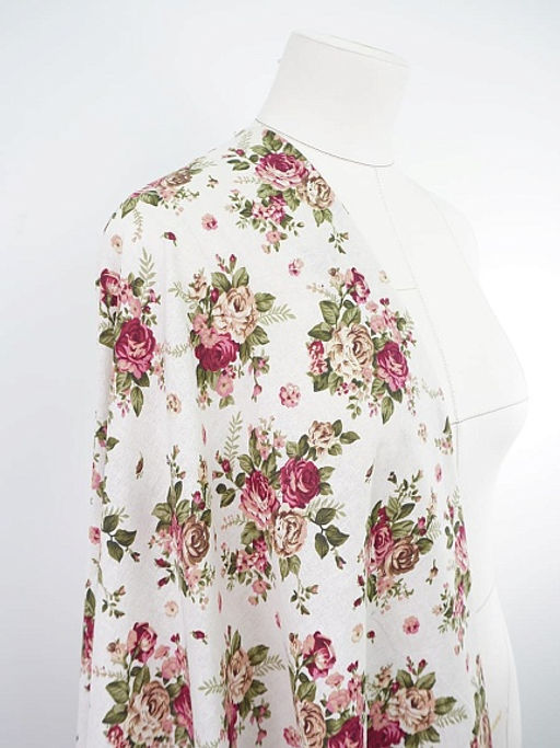 Хлопколен Чайная роза на суровом, СОРТ2, ш.1.5м, лен-20%, хлопок-80%, 125гр/м.кв - Купава фото 2