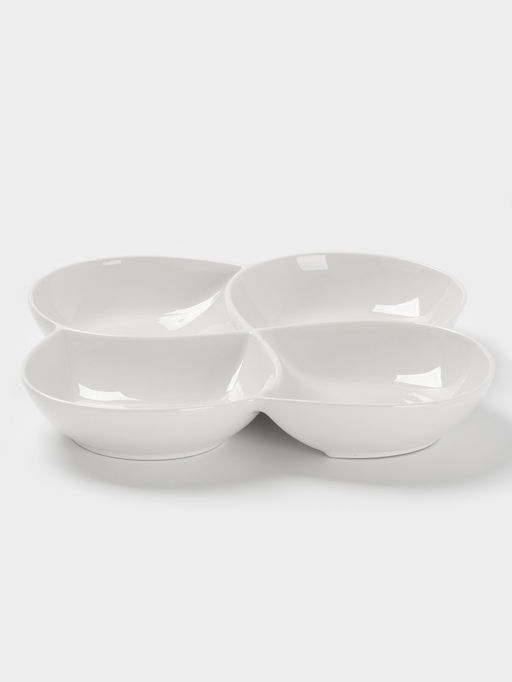 Менажница Доляна White Label, 4 секции, 26×4 см, фарфор, белая