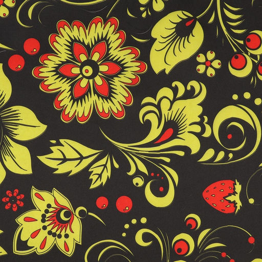 Ткань для рукоделия, атлас, хохлома, лоскут 50 × 75 см