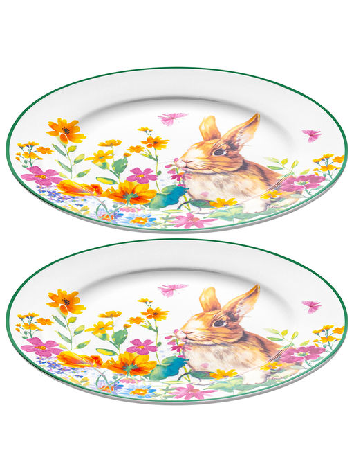 Набор 2 тарелок 19*19*1,5 см Кролик в цветочном поле, фарфор - Elan gallery фото 4