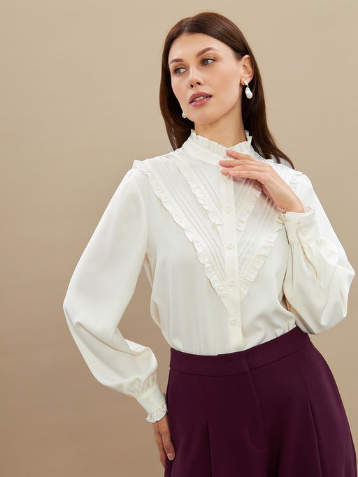 Блузка с рюшами OD-884-5 сливочный