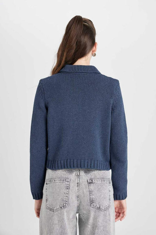 Кардиган стандартного кроя с воротником-поло - Defacto фото 6