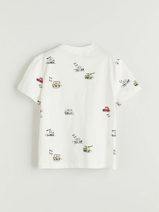 Bisiklet Yaka Bask?l? Erkek ?ocuk Ti??rt