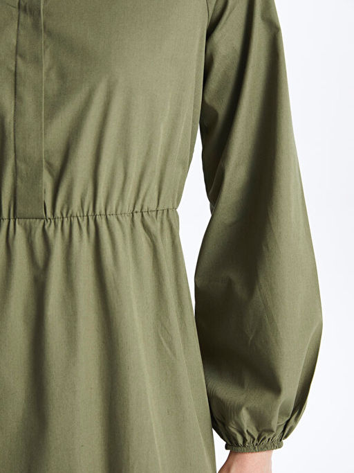 G?mlek Yaka D?z Uzun Kollu Elbise