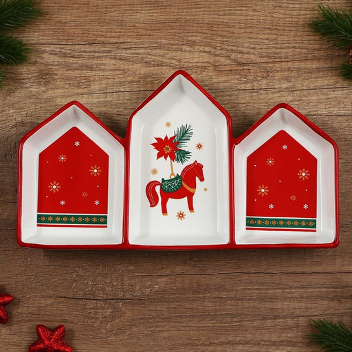 Менажница керамическая новогодняя «Новогоднее настроение», 26.5×15×3.5 см