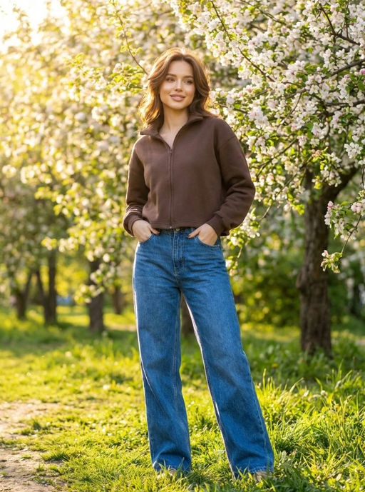 K13391 Толстовка на молнии КОРИЧНЕВЫЙ