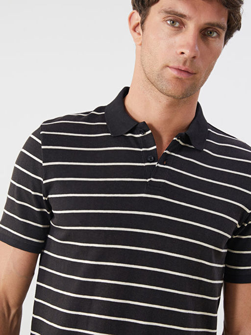 Polo Yaka ?izgili Penye Erkek Ti??rt