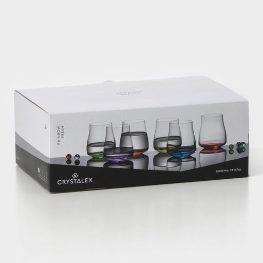 Стаканы RAINBOW FRESH, 350 мл, набор 6 шт., стекло, прозрачные, разноцветные