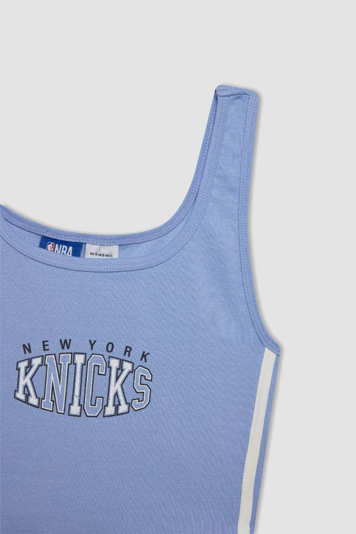 DeFactoFit NBA New York Knicks Укороченная майка в рубчик с круглым вырезом фото 2