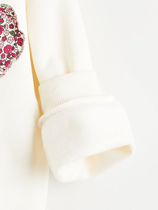 Bisiklet Yaka ?i?ekli K?z ?ocuk Kal?n Sweatshirt