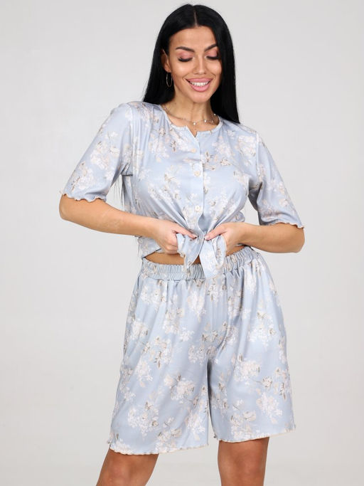 429 ДОМАШНИЙ КОСТЮМ ЖЕНСКИЙ (шорты) (Голубой) - А-дина фото 2
