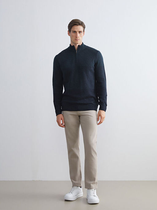 Dik Yaka Uzun Kollu Erkek Triko Kazak