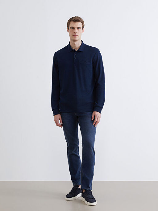 Polo Yaka Uzun Kollu Erkek Sweatshirt