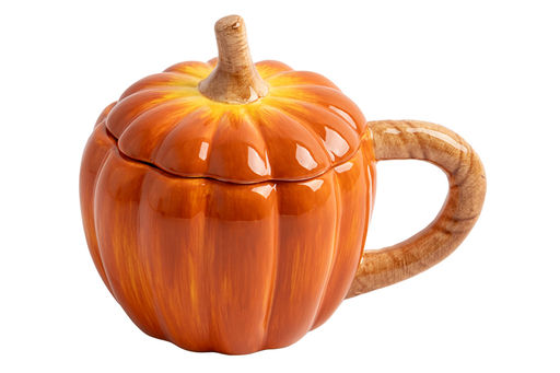Кружка, 450 мл, с крышкой, керамика, оранжево-зеленая, Тыква, Bright pumpkin - Anna lafarg фото 2