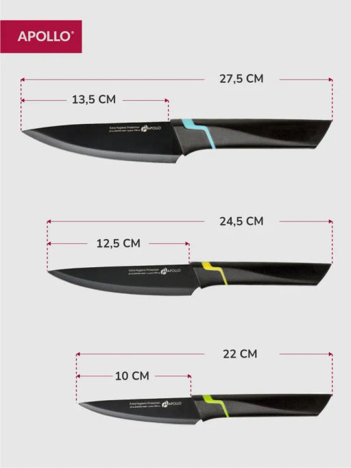 Набор ножей APOLLO Genio Vertex 3 пр. (02 кух.13,5см\05 унив.12,5см\07 овощ.10см)  фото 2