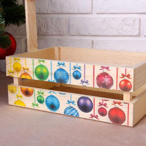 Набор кашпо деревянных Новогодний №3 3 в 1, МАССИВ СОСНЫ, деревянная ручка, натуральный - Дарим красиво фото 5