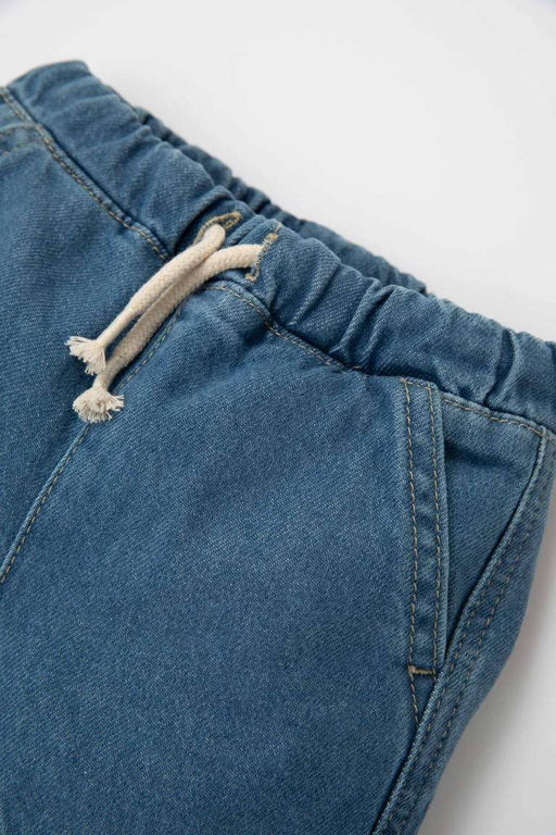 Джинсовые брюки карго для маленьких мальчиков с эластичной окантовкой - Defacto фото 2