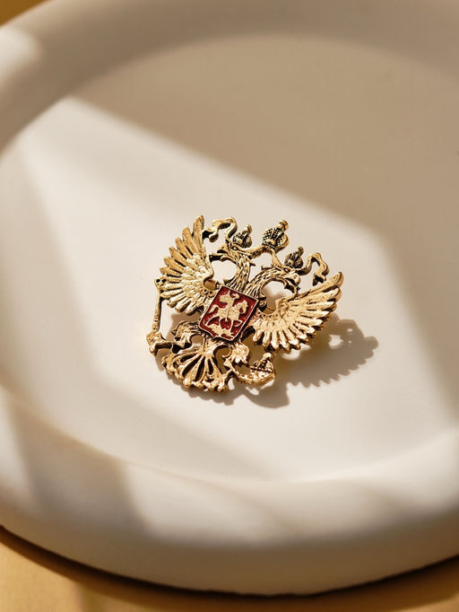 Брошь Герб Российской Федерации, красная в золоте
