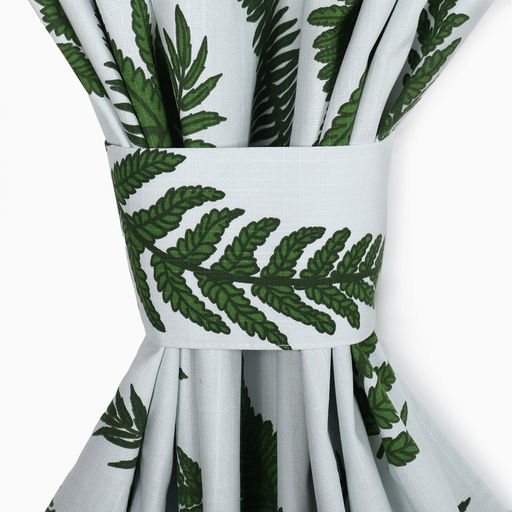 Шторы для кухни с подхватами Этель «Папоротник», 150×180 см - 2 шт., репс 220 г/м², 100% хл