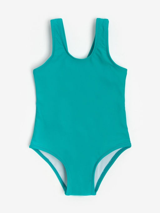 Купальник для девочки слитный MINAKU: Swim Collection, зелёный, рост 116-122 см