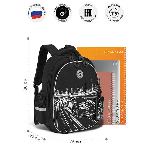RAz-687-6 Рюкзак школьный с картхолдером на держателе - Grizzly фото 36
