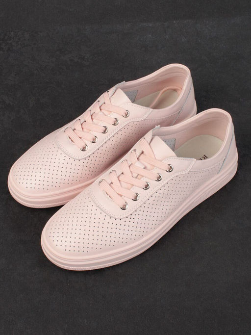 05-PDXL143-3 PINK Кроссовки женские (натуральная кожа)