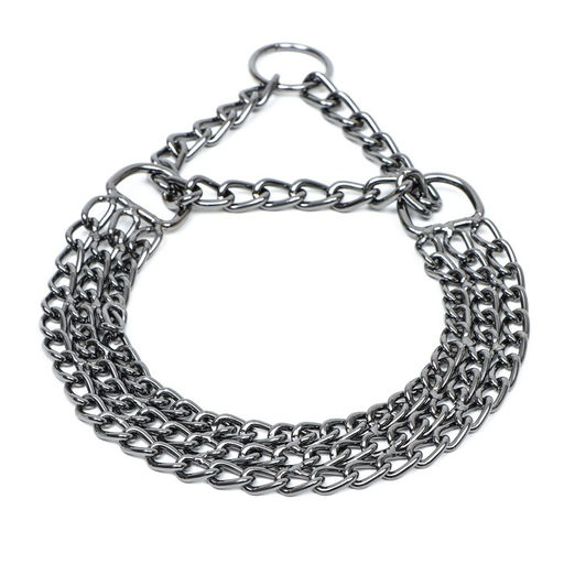 Ошейник - полуудавка металлический трехрядный, 40 см, толщина проволоки 2 мм, черный - Пижон фото 3