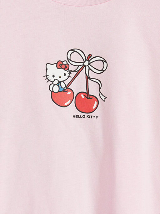 Bisiklet Yaka Hello Kitty Bask?l? K?z ?ocuk Ti??rt