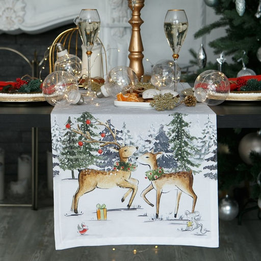 Дорожка на стол Этель Праздник в лесу 40х147 см, 100% хл, саржа 190 гр/м2  фото 4