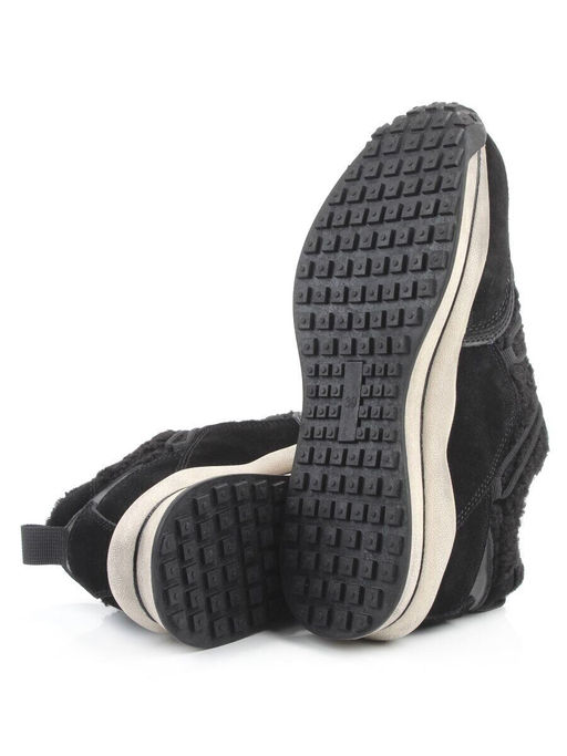 04-XKL23-138R BLACK Кроссовки утепленные женские (натуральная кожа, натуральная замша, байка)