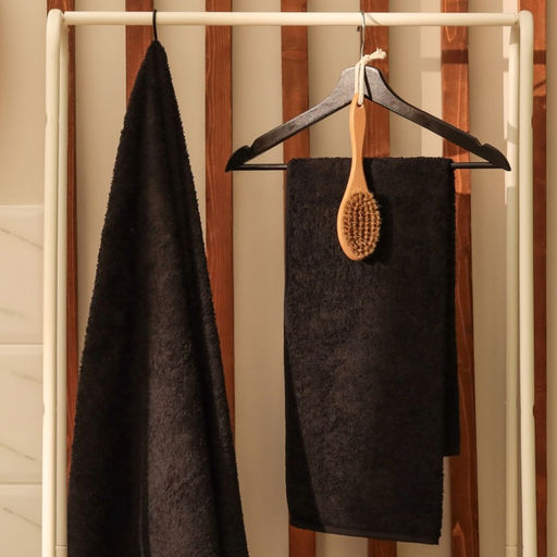 Полотенце махровое «Этель. Терри», 70×140 см, хлопок 100%, чёрное