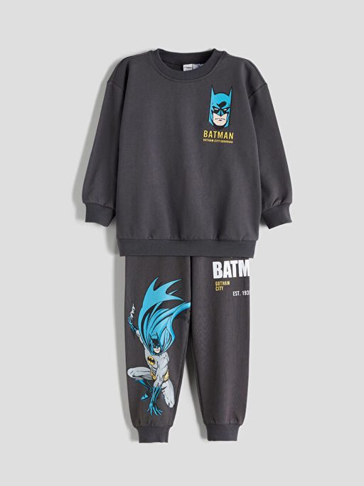 Bisiklet Yaka Batman Bask?l? Erkek ?ocuk E?ofman Tak?m