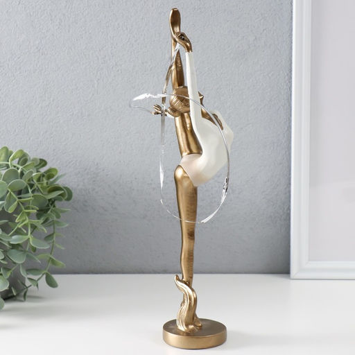 Фигурка полистоун «Гимнастка с лентой», бронза, 14×6.5×32.5 см