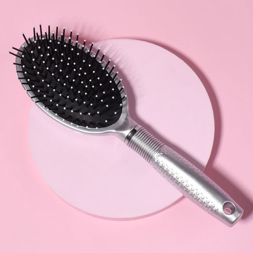 Расчёска массажная, 8×25 (±1) см, серебристая