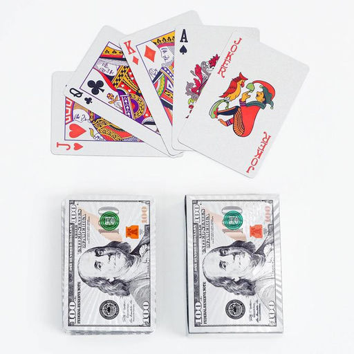 Карты игральные пластиковые 100 $, 55 шт, 9 х 6 см