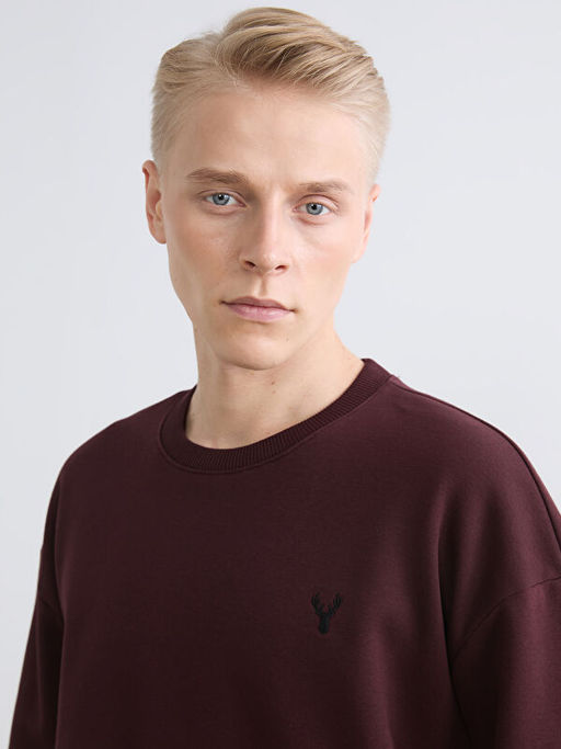 Bisiklet Yaka Erkek Kal?n Sweatshirt