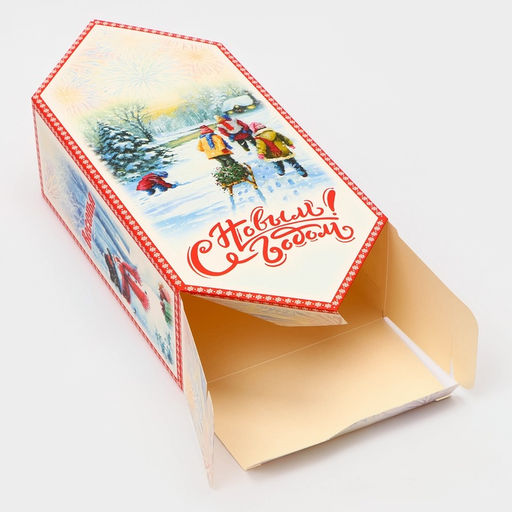 Цена за 10 шт. Коробка - конфета новогодняя подарочная складная С Новым годом, 18?28?10 см - UPAK LAND фото 3