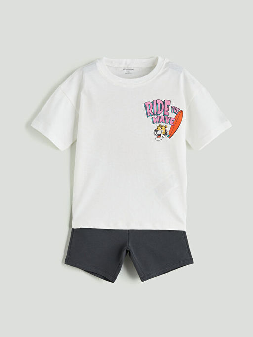 Bask?l? Erkek ?ocuk Ti??rt ve ?ort 2li